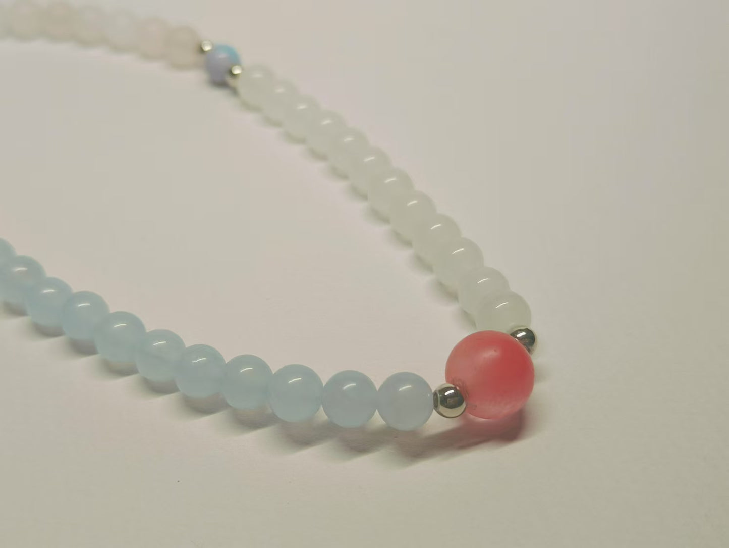 Handmade double loop elastic bracelet with pink Glass bead colored crystal